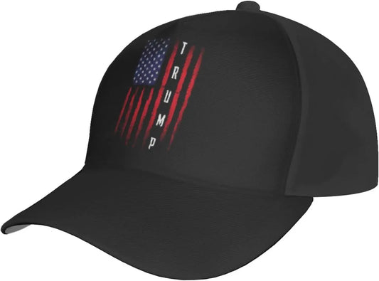 Baseball Cap Trump Vintage USA Flag Trucker Hat for Men & Women Snapback Caps Black
